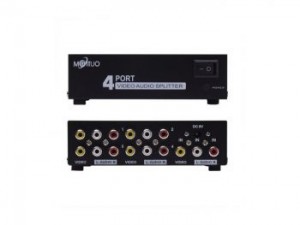 4 Port 1 In 4 Out 3 RCA AV Audio Video Splitter Amplifier for Cable Box DVD DVR Analog TV