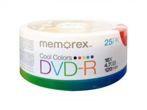 Memorex 25PK DVD-R 16X Cool Colors In Spindle