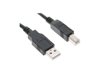 25Ft USB 2.0 Printer AM/BM Black Cable (No Ferrite)